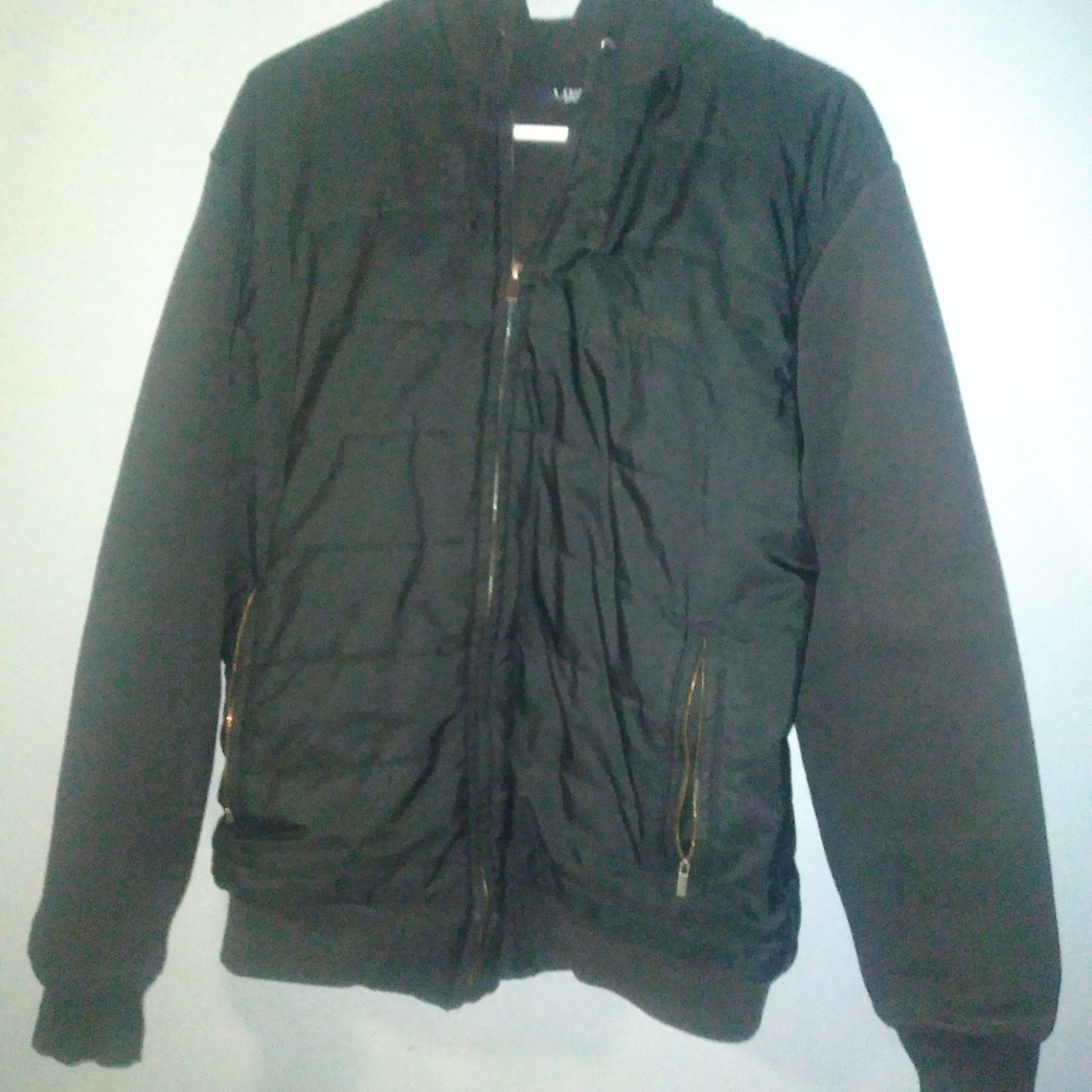 Black Quilted Jacket with Zipper Pockets
